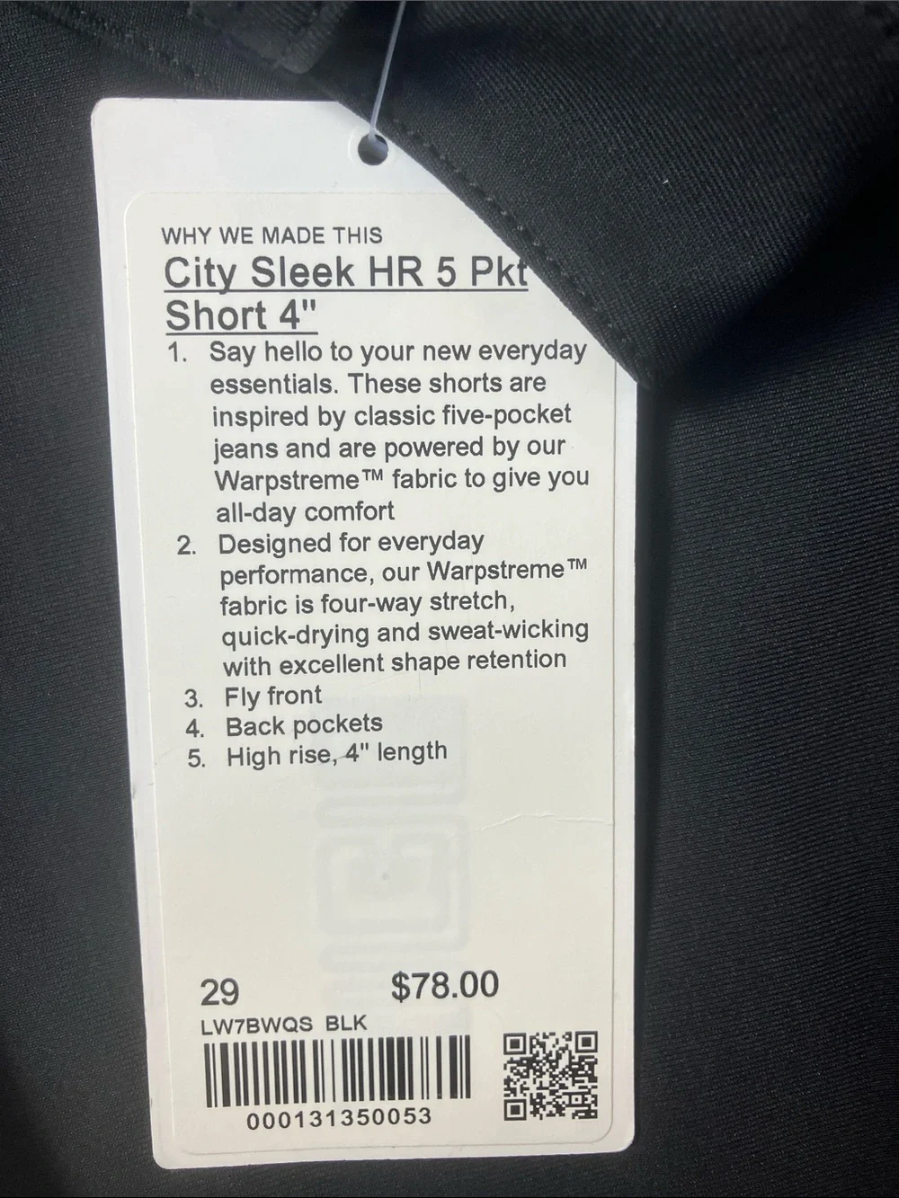 lululemon NWT City Sleek 5 Pkt Shorts size 29